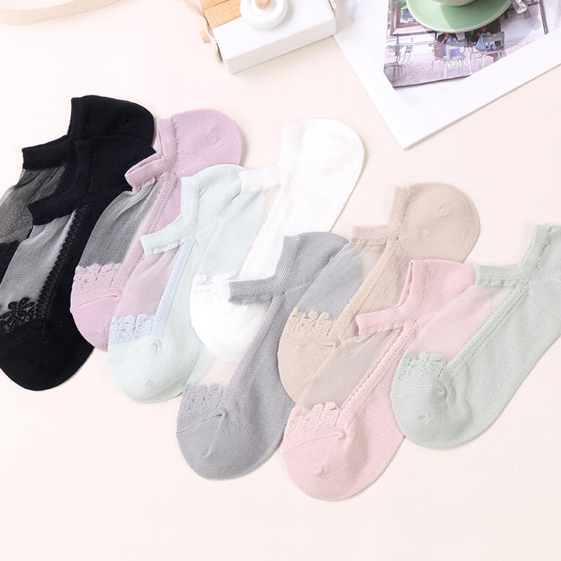 Summer crystal Lace Lady Sock Manufacturer Women Sock Sexy Womens Transparent Silk Lace Sock