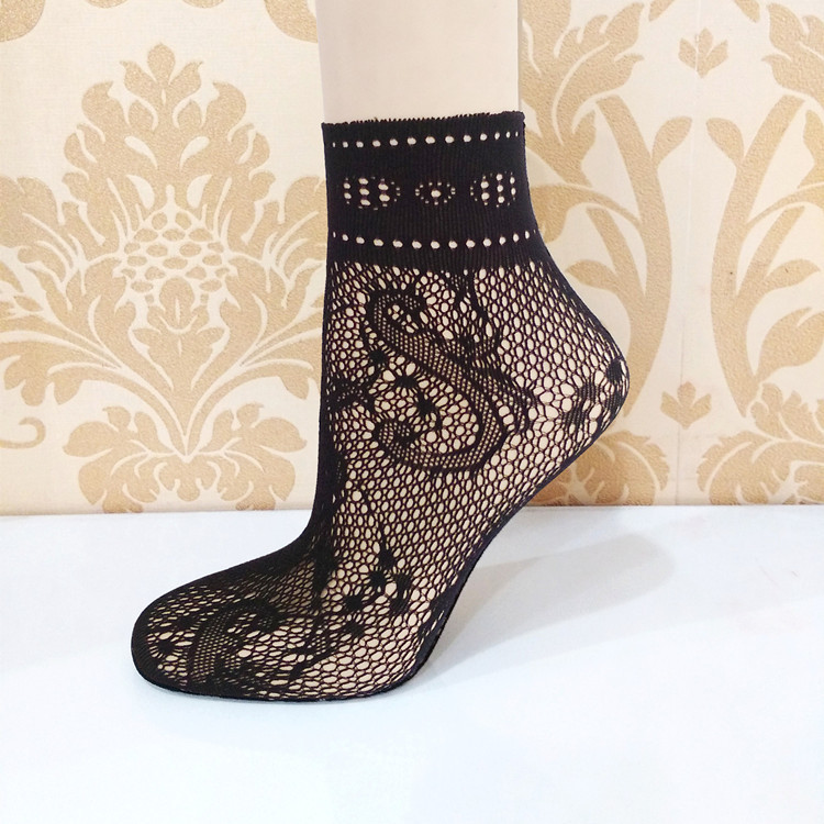 Fishnet Lace Mesh Summer Ultrathin Women's Short Black Mesh Women Elastic Socks