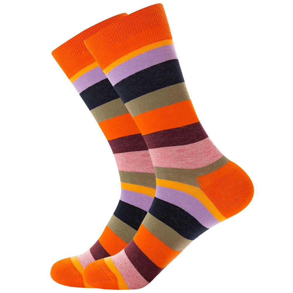 Color Striped Unisex crew happy funny crazied men cotton design colorful funny socks for men coloured