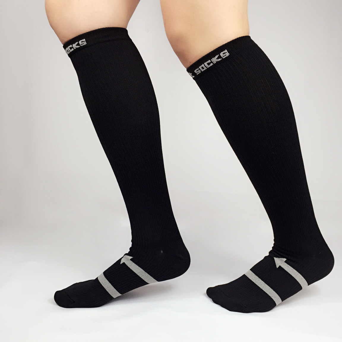 High quality custom logo soccer football long compression socks 20-30mmhg