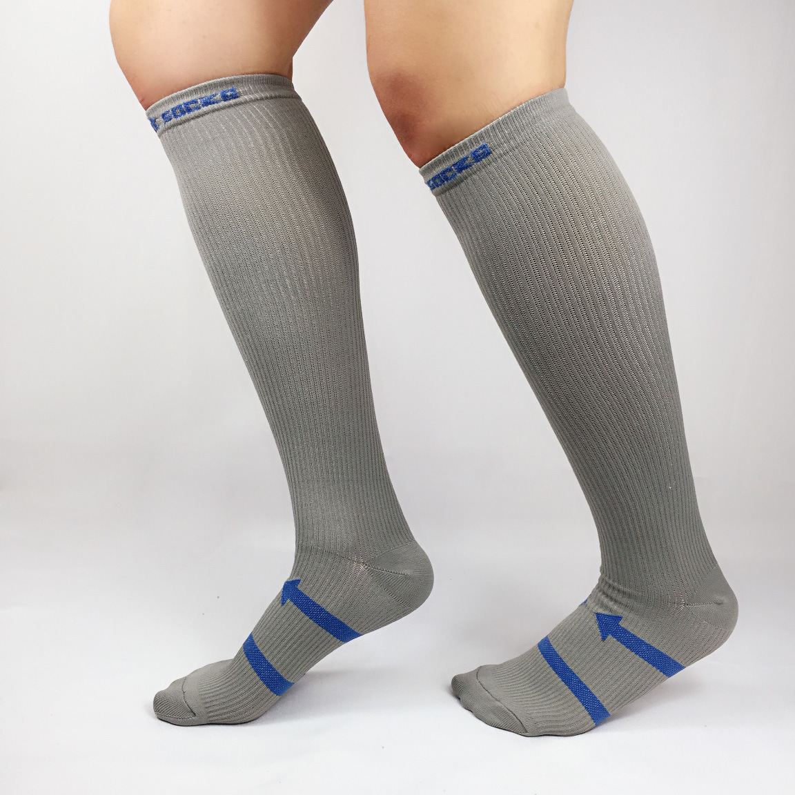 High quality custom logo soccer football long compression socks 20-30mmhg