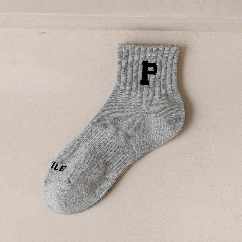 Sport running fashion letter short men cotton custom design socks