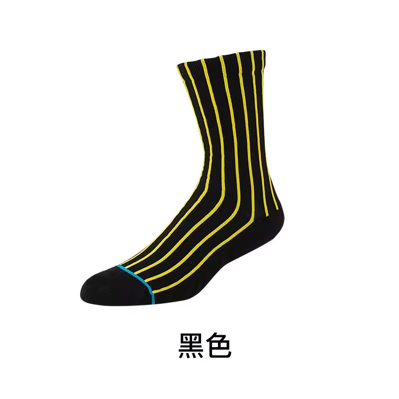 Personalized Crew Vertical stripe Men Casual Custom Made Socks Cotton