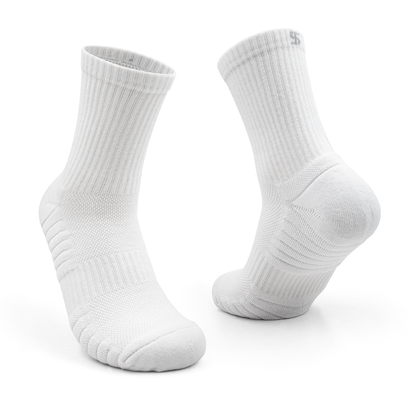 Black white elastic nylon running athletic cushion sox elite baseball sport socks