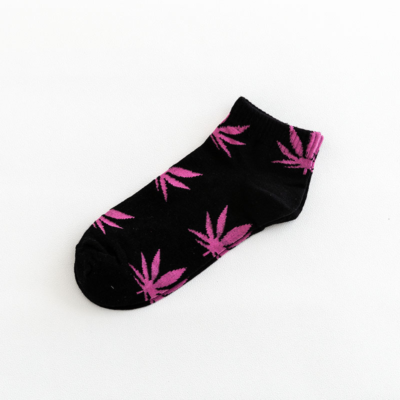 Ankle blue colorful casual men unisex women maple leaf cotton socks