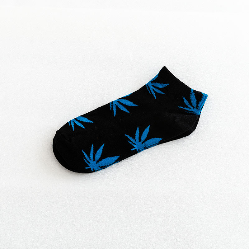 Ankle blue colorful casual men unisex women maple leaf cotton socks