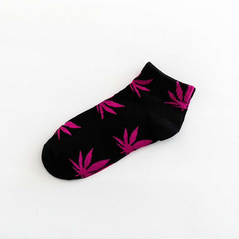 Ankle blue colorful casual men unisex women maple leaf cotton socks