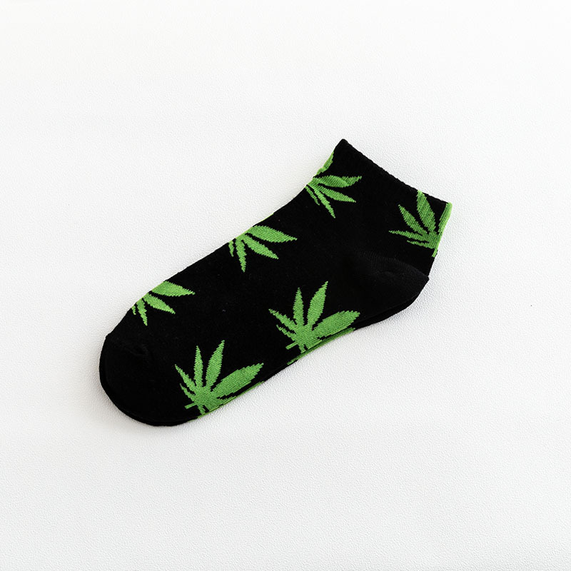 Ankle blue colorful casual men unisex women maple leaf cotton socks