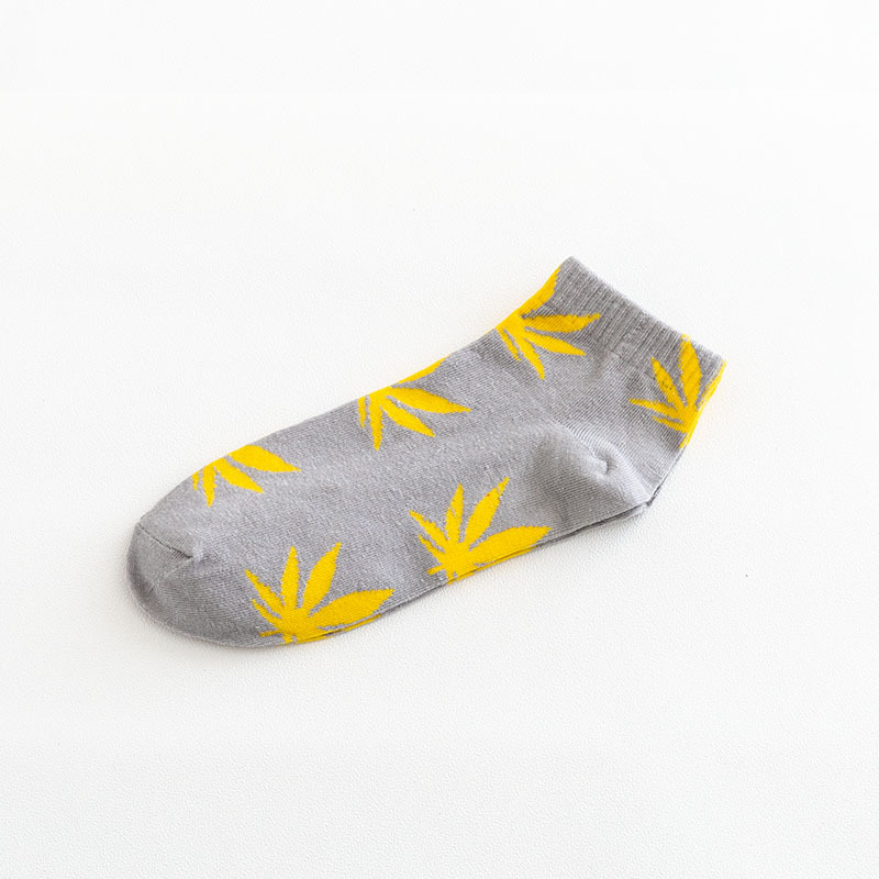 Ankle blue colorful casual men unisex women maple leaf cotton socks