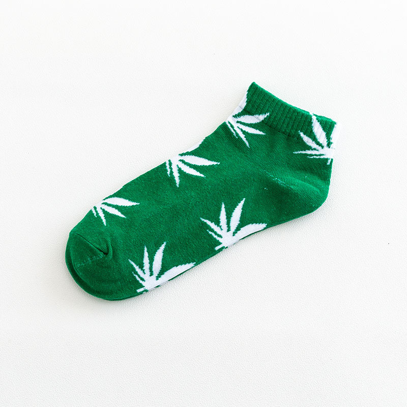 Ankle blue colorful casual men unisex women maple leaf cotton socks