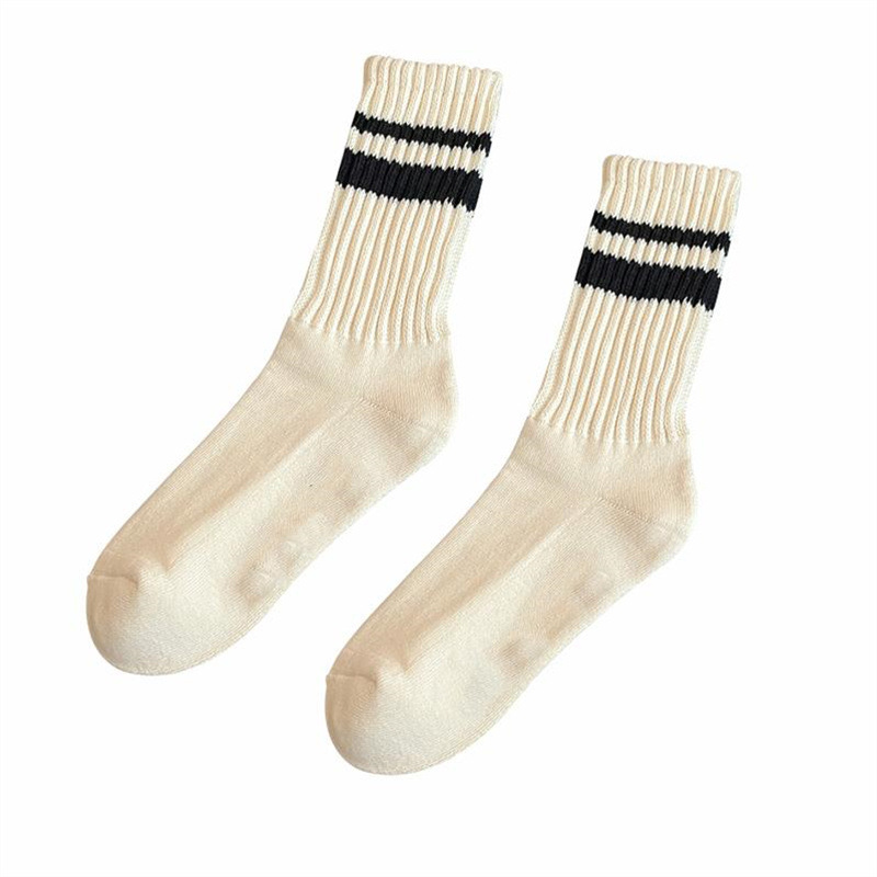 LOW MOQ cheap stripe ribbed custom logo cotton crew mens sports socks