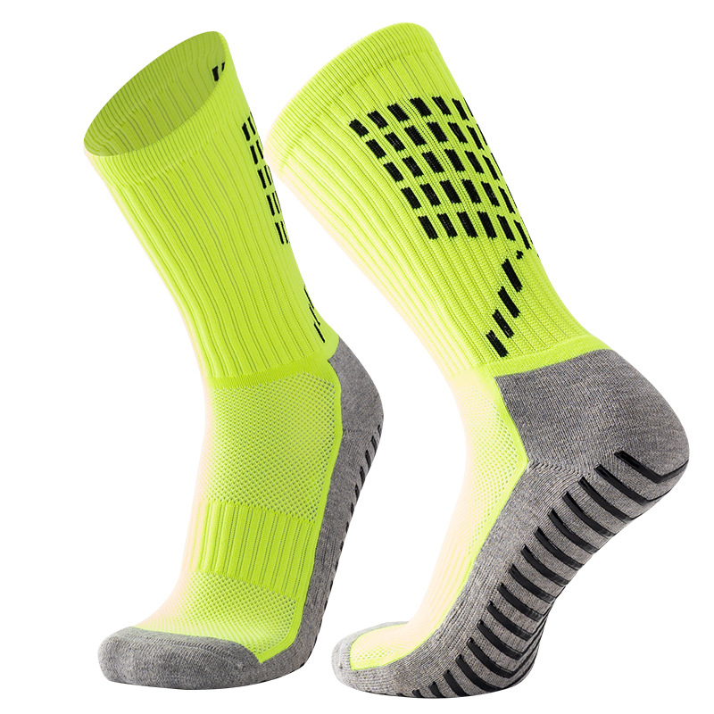 Sports rubber anti slip trampoline cotton custom design football socks grip socks own logo