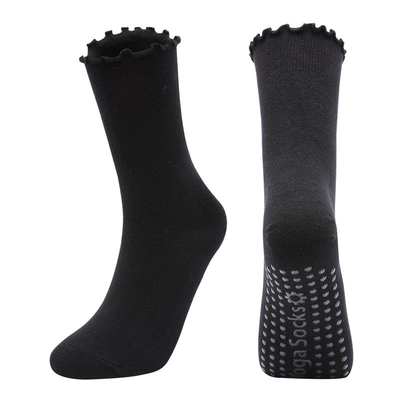 Ruffle Design sports anti slip yoga cotton crew customised pilates grip pilates socks