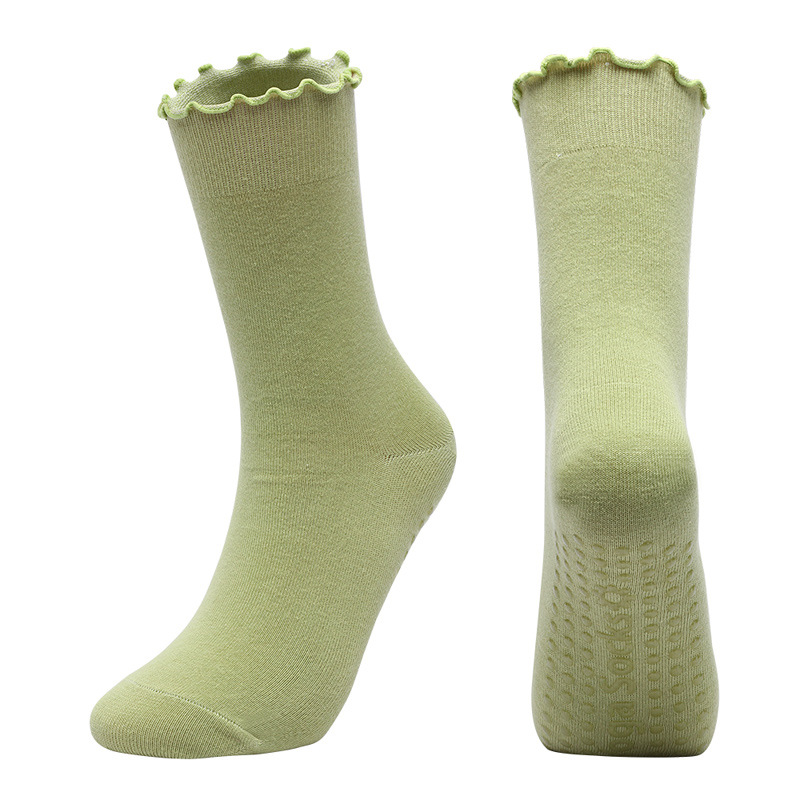 Ruffle Design sports anti slip yoga cotton crew customised pilates grip pilates socks