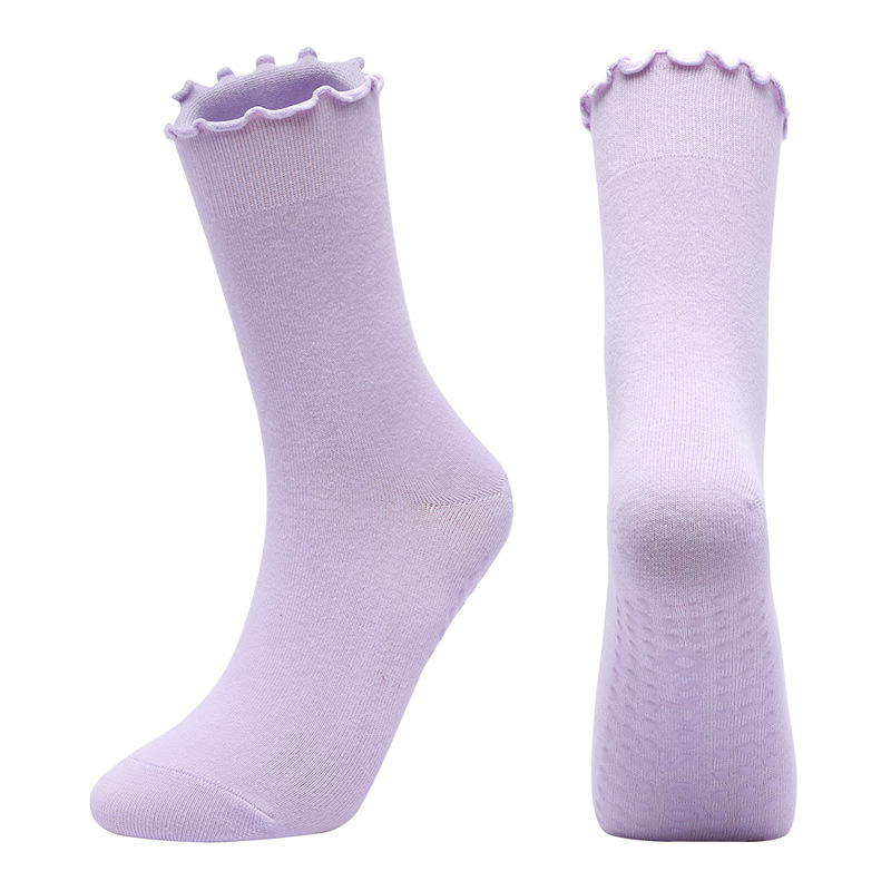 Ruffle Design sports anti slip yoga cotton crew customised pilates grip pilates socks