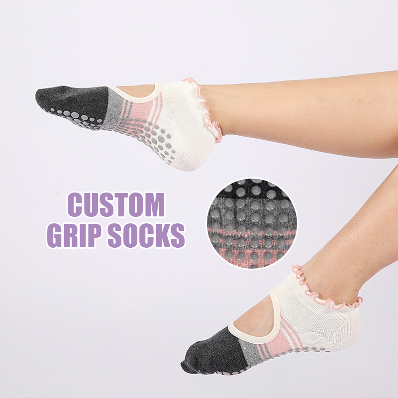 Ankle Low Cut Cotton Anti slip Grip Ruffle Pilates Customised Custom Logo Yoga Socks