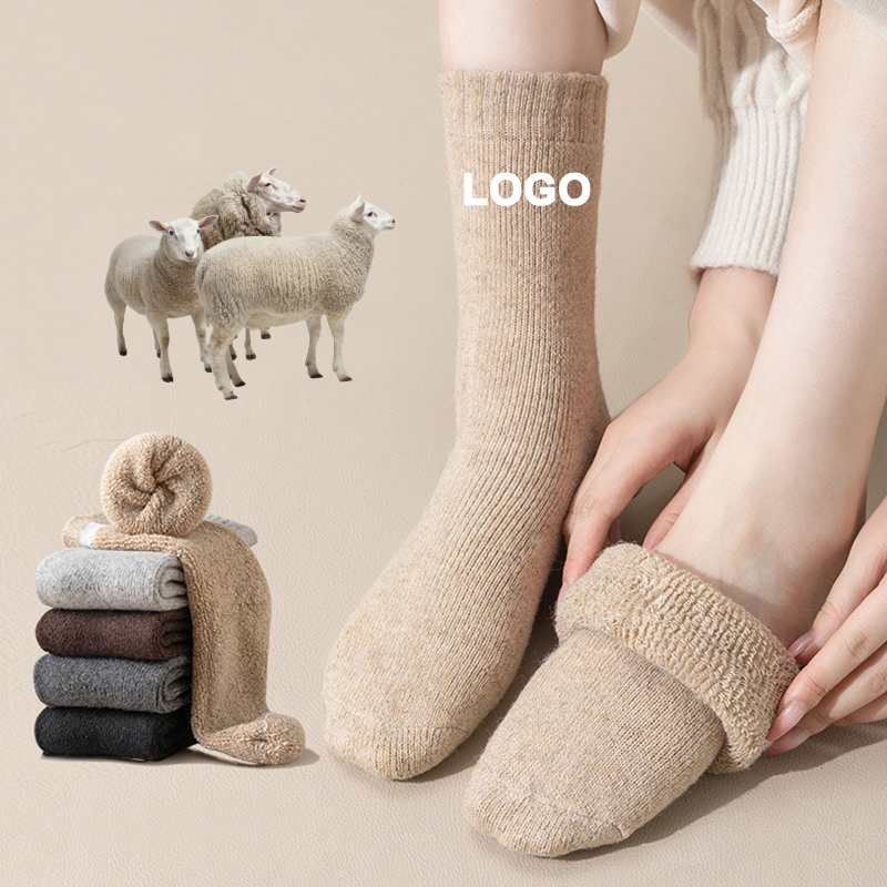 High Quality Thick Warm Cashmere Wool Cushion Thickened Men Woolen Thermal Socks For Winter