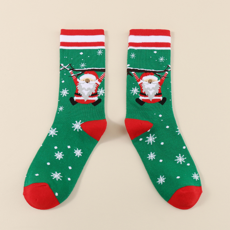 Winter warm Mens Funny Pattern Dress Cartoon Santa Holiday Theme Fuzzy Christmas Socks For Gifts