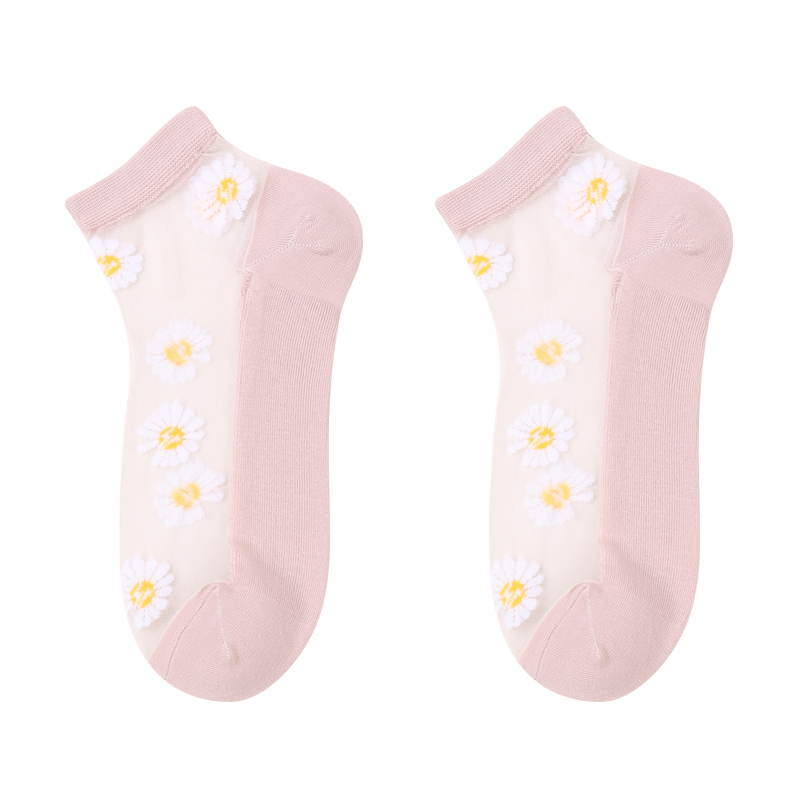 socks in bulk Translucent Lace Cotton Women's White Socks Sole Non Slip Women Flower Ankle Nylon Ladys Socks