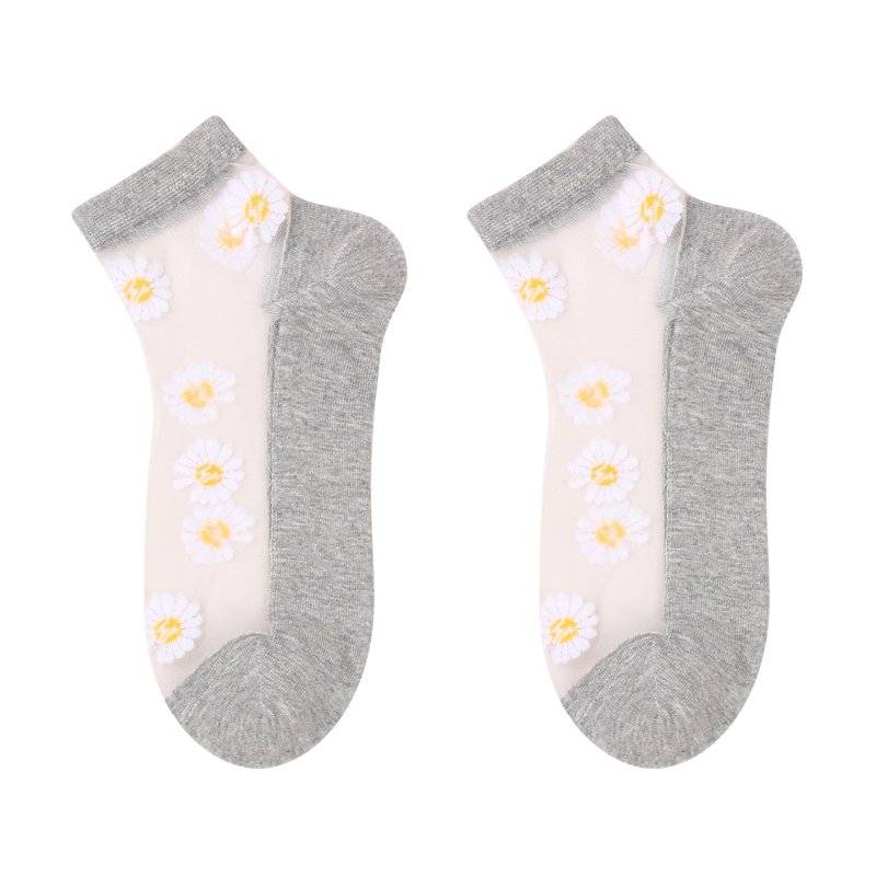 socks in bulk Translucent Lace Cotton Women's White Socks Sole Non Slip Women Flower Ankle Nylon Ladys Socks