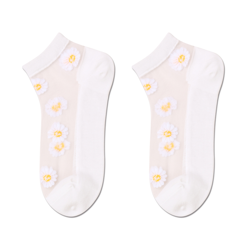 socks in bulk Translucent Lace Cotton Women's White Socks Sole Non Slip Women Flower Ankle Nylon Ladys Socks