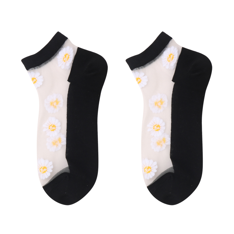 socks in bulk Translucent Lace Cotton Women's White Socks Sole Non Slip Women Flower Ankle Nylon Ladys Socks