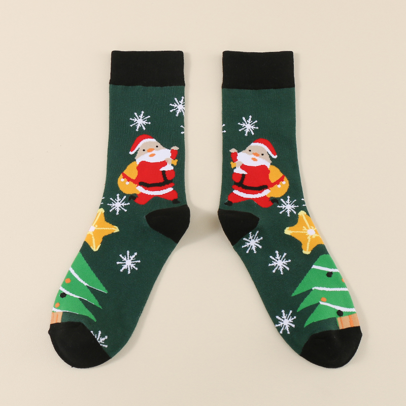 Winter warm Mens Funny Pattern Dress Cartoon Santa Holiday Theme Fuzzy Christmas Socks For Gifts