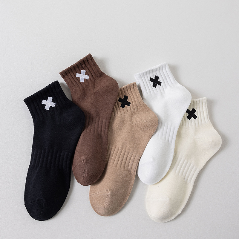 Luxury quality socks unisex trendy 100 cotton mid length half calf socks