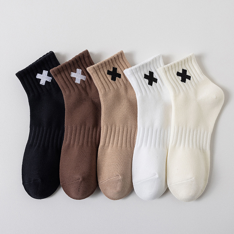 Luxury quality socks unisex trendy 100 cotton mid length half calf socks