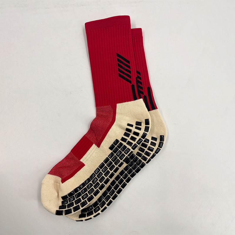 Breathable athletic custom logo soccer grip sock non slip anti-slip designer mid calf football grip socks anti-slip soccer socks