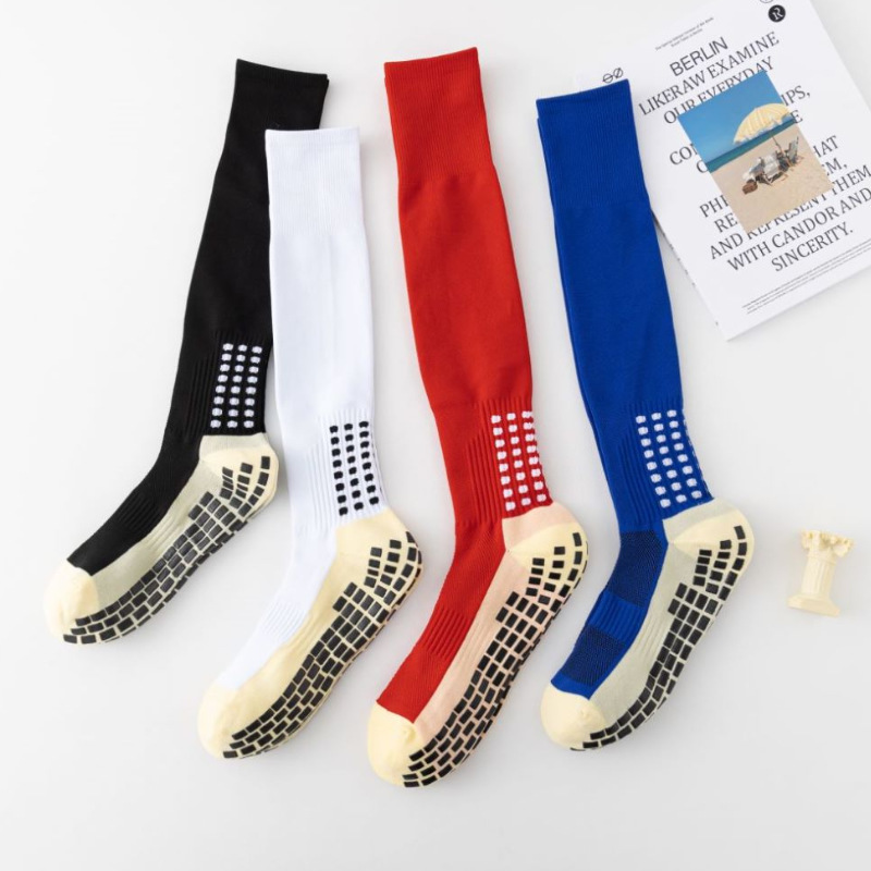 Wholesale custom non-slip football grip socks football soccer white thick sports socks for adults