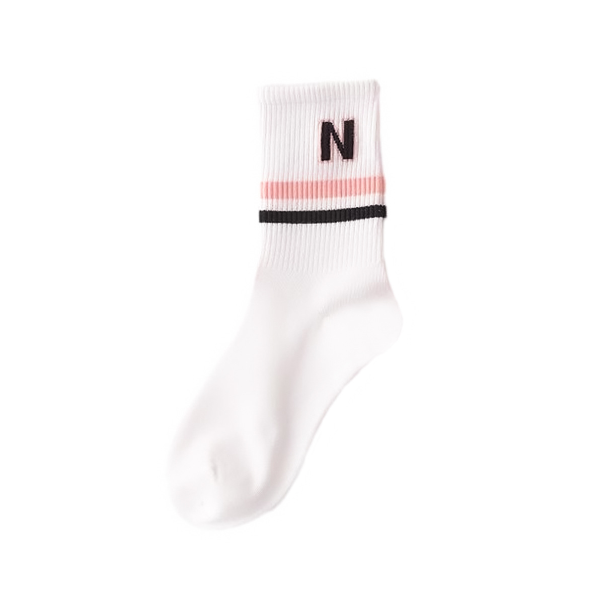 Custom high quality crew women's ribbed sport logo cotton pink running socks block