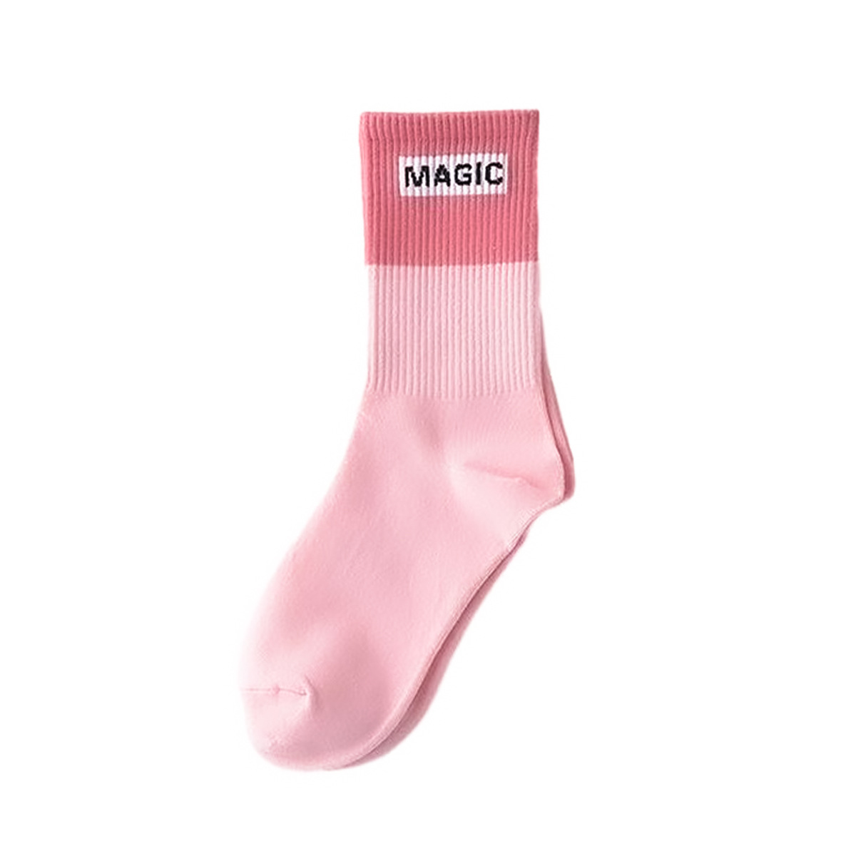 Custom high quality crew women's ribbed sport logo cotton pink running socks block