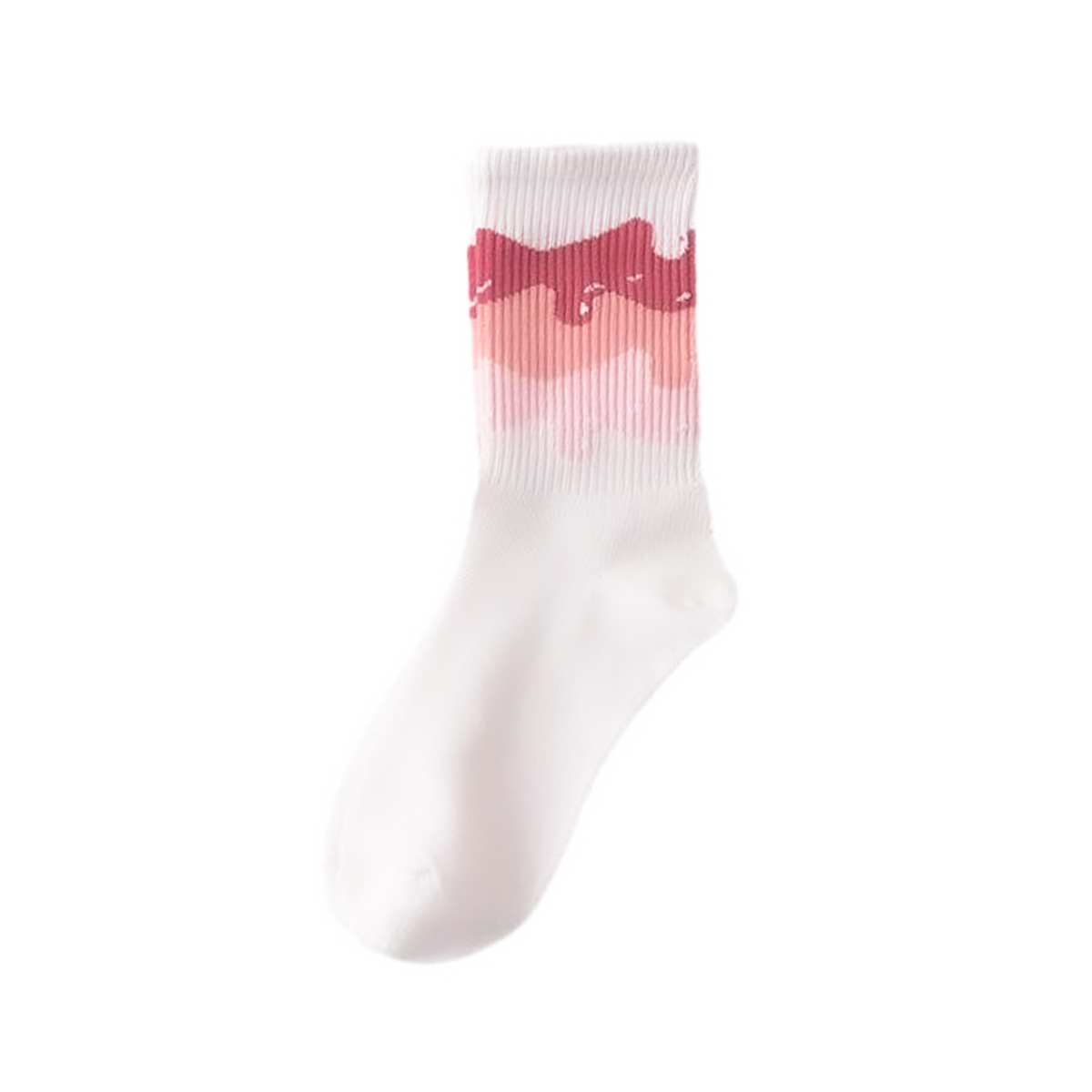 Custom high quality crew women's ribbed sport logo cotton pink running socks block