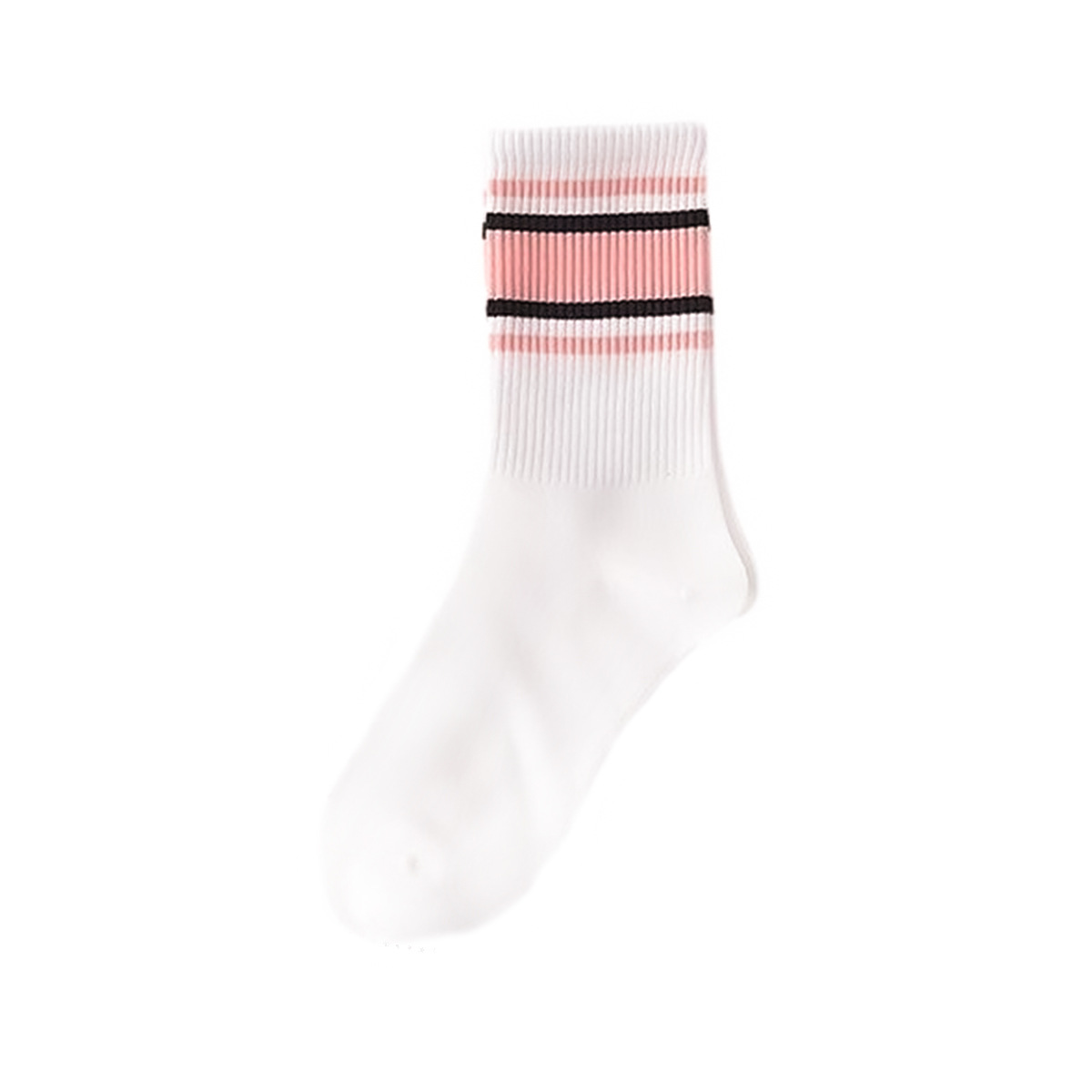 Custom high quality crew women's ribbed sport logo cotton pink running socks block